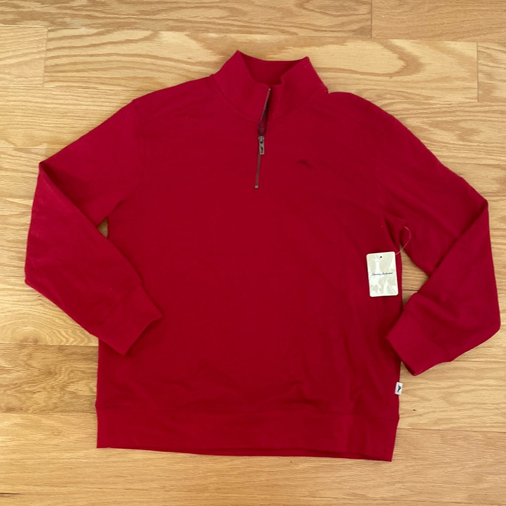Tommy Bahama red quarter zip sweatshirt L (14-16)